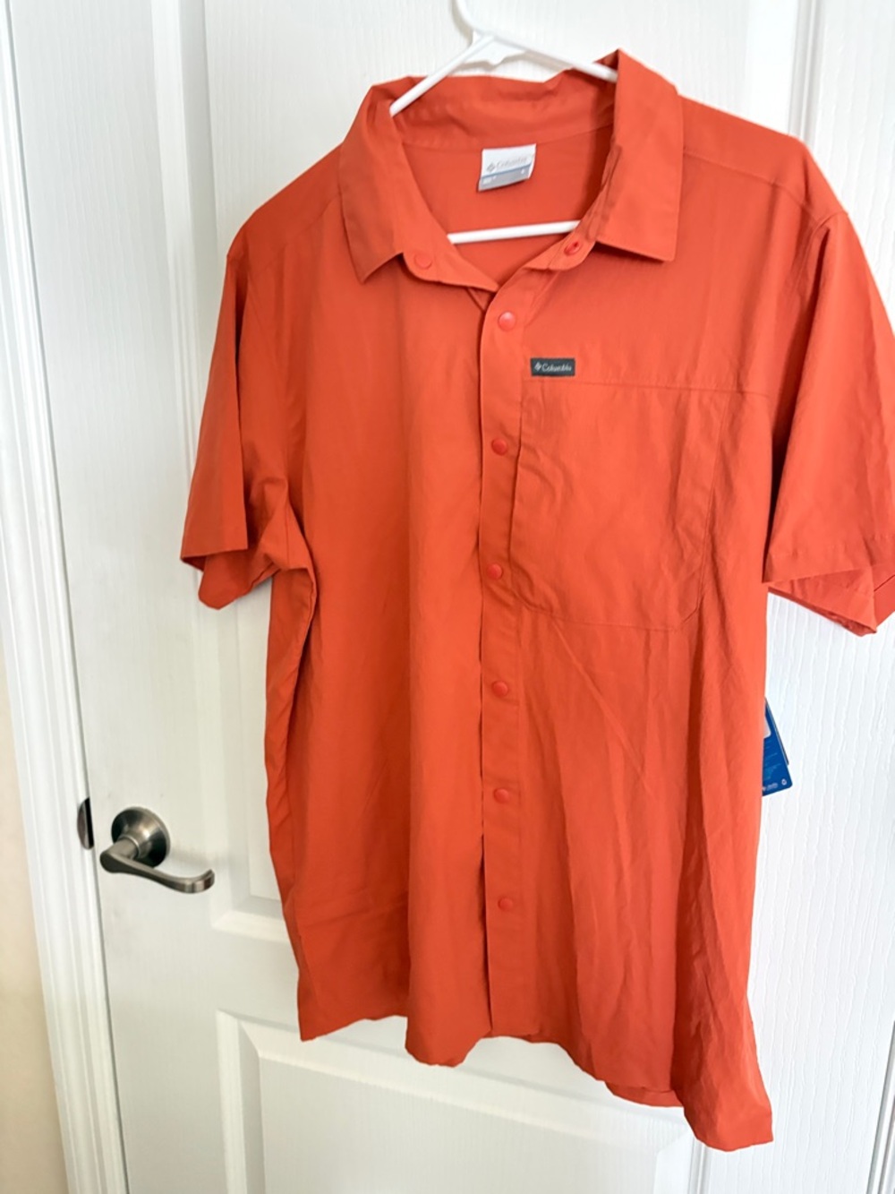 NWT Columbia Men’s Saga Peak Short Sleeve Shirt In Burnt Orange SZ Large